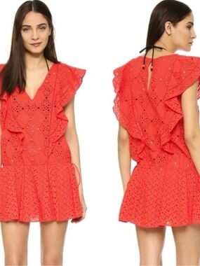 Parker Beach Coral Eyelet Tank